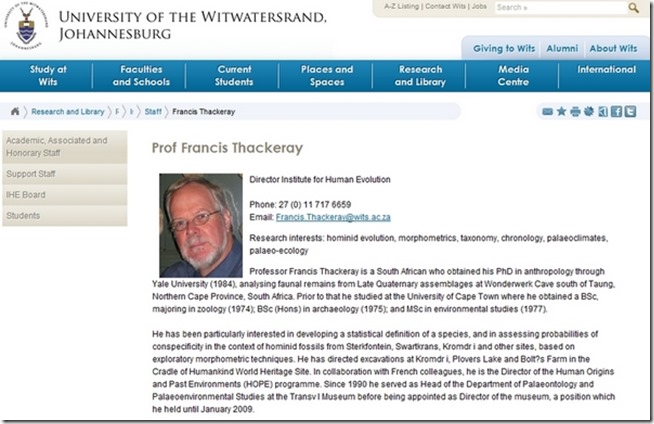 Professor Francis Thackeray