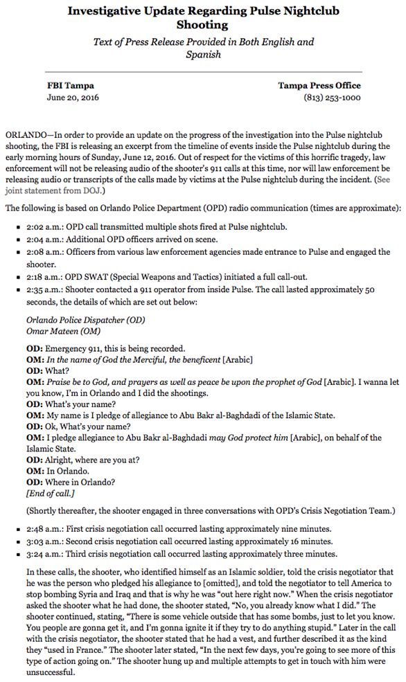 FBI-rapport Pulse Nightclub Shooting 1