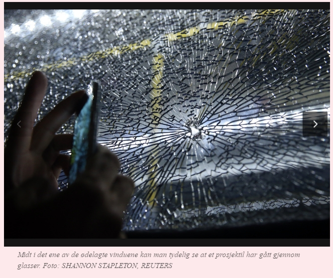 Bussvinduet på journalistbussen i Rio fra VG med kommentar