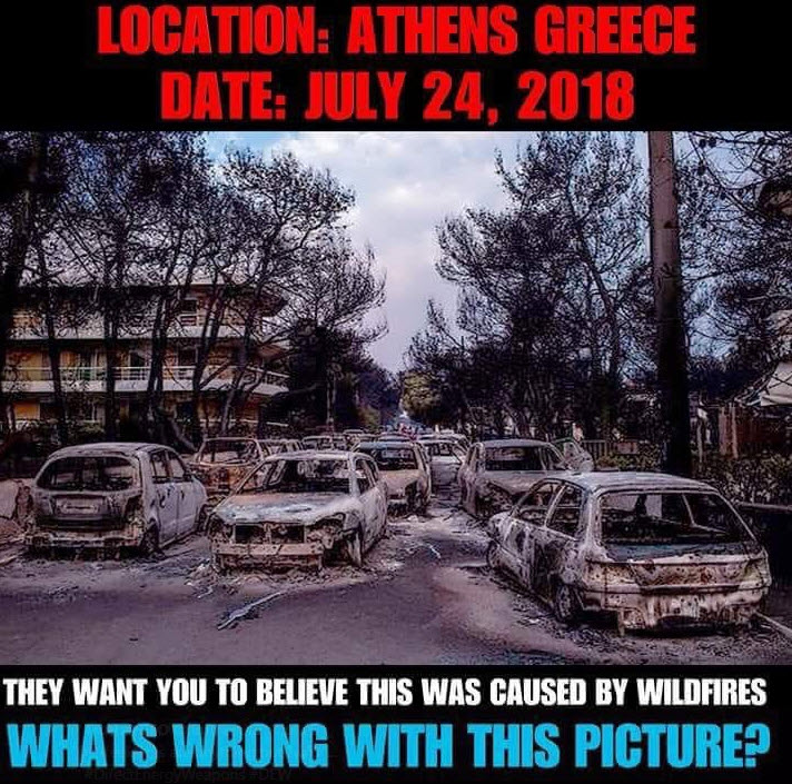 Såkalte skogbranner i Aten sommeren 2018 grillede biler