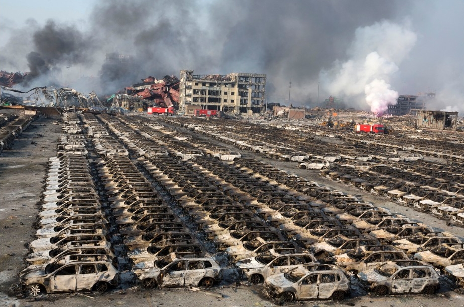 Ødelagte biler i Tianjin